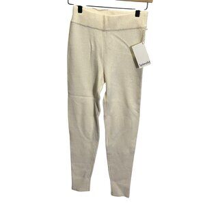 Splendid Womens XS Cream Knit Cashmere Blend Leggings Ribbed Waistband Soft & Co